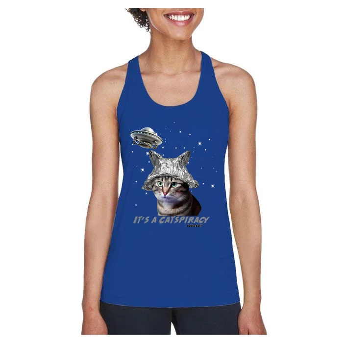 Funny Tinfoil Hat Cat Lover Women's Racerback Tank