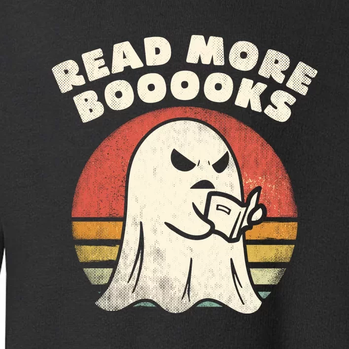 Funny Teacher Halloween Read More Books Retro Kids Boo Ghost Toddler Sweatshirt