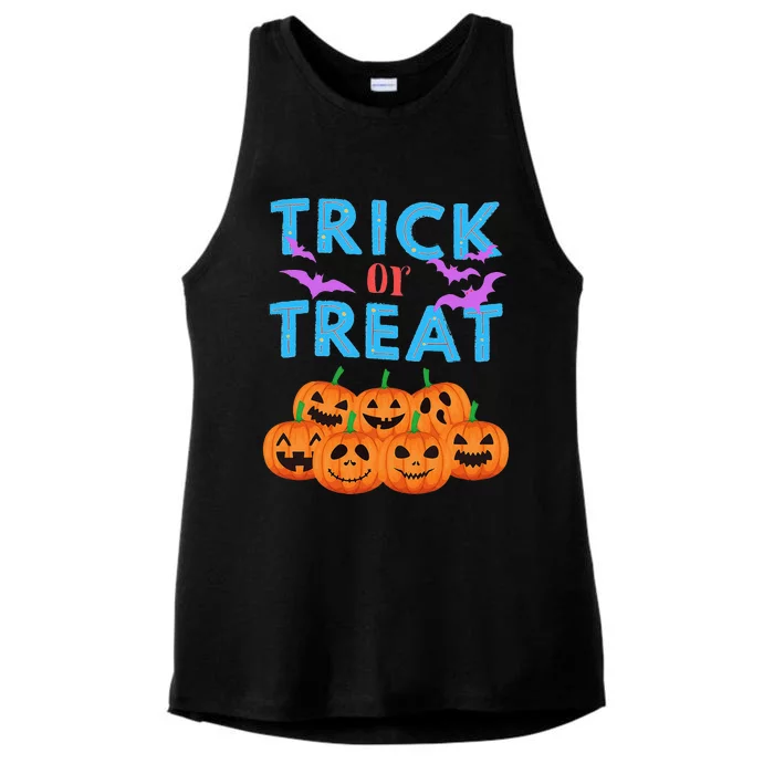 Funny TrickorTreat Halloween Jack0Lantern Pumpkins Retro Ladies Tri-Blend Wicking Tank