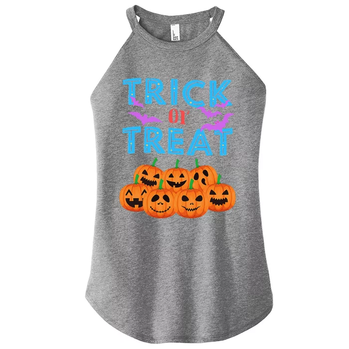 Funny TrickorTreat Halloween Jack0Lantern Pumpkins Retro Women’s Perfect Tri Rocker Tank