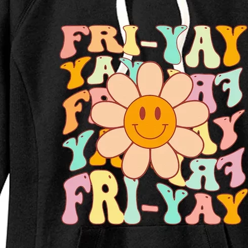 Funny Teacher Happy Friyay TGIF Friday Flower Back To School Women's Fleece Hoodie