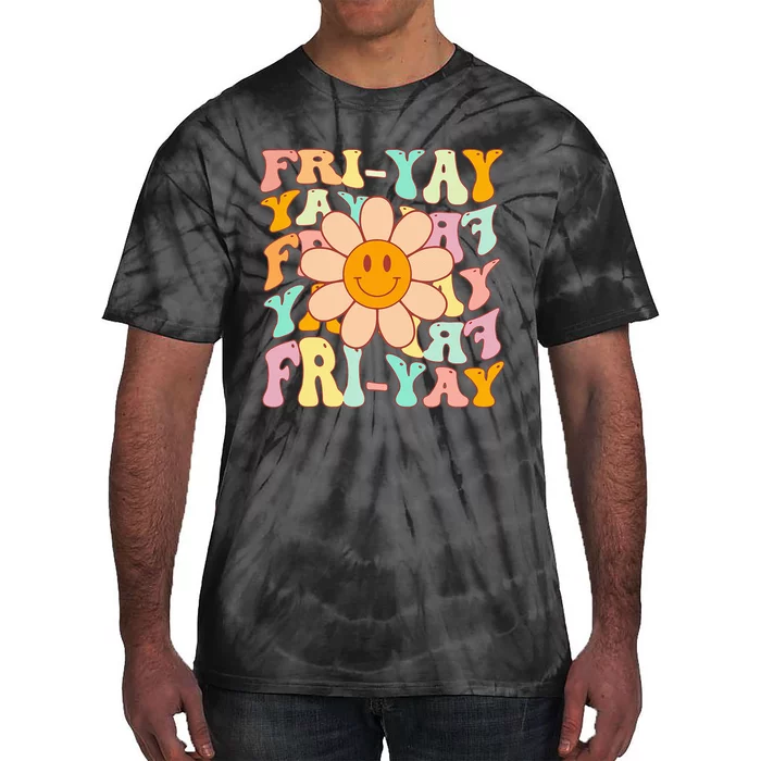 Funny Teacher Happy Friyay TGIF Friday Flower Back To School Tie-Dye T-Shirt