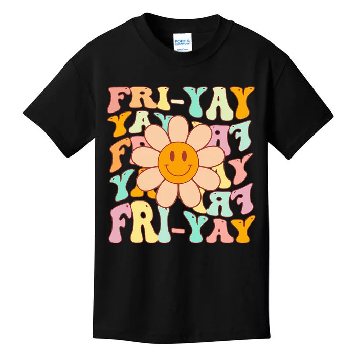 Funny Teacher Happy Friyay TGIF Friday Flower Back To School Kids T-Shirt