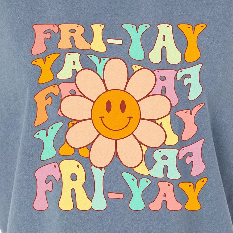 Funny Teacher Happy Friyay TGIF Friday Flower Back To School Garment-Dyed Women's Muscle Tee