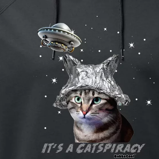 Funny Tinfoil Hat Cat Lover Performance Fleece Hoodie