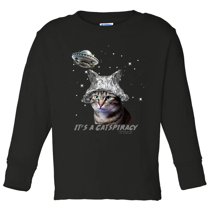 Funny Tinfoil Hat Cat Lover Toddler Long Sleeve Shirt