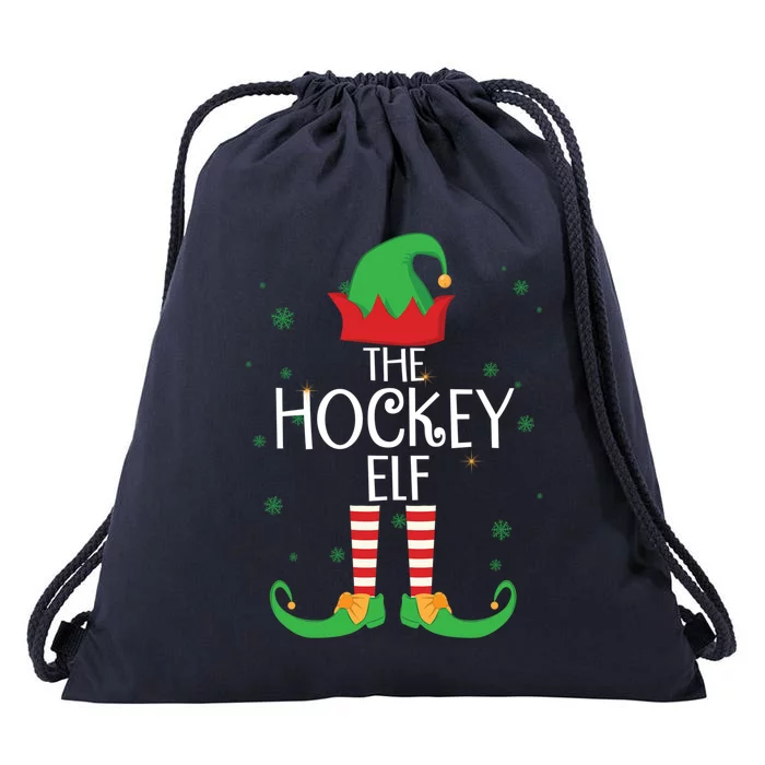 Funny The Hockey Elf Matching Family Group Gift Christmas Gift Drawstring Bag