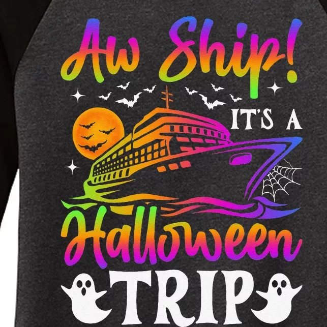 Funny Trip Halloween Cruise Squad Family 2024 Cruising Crew Women's Tri-Blend 3/4-Sleeve Raglan Shirt