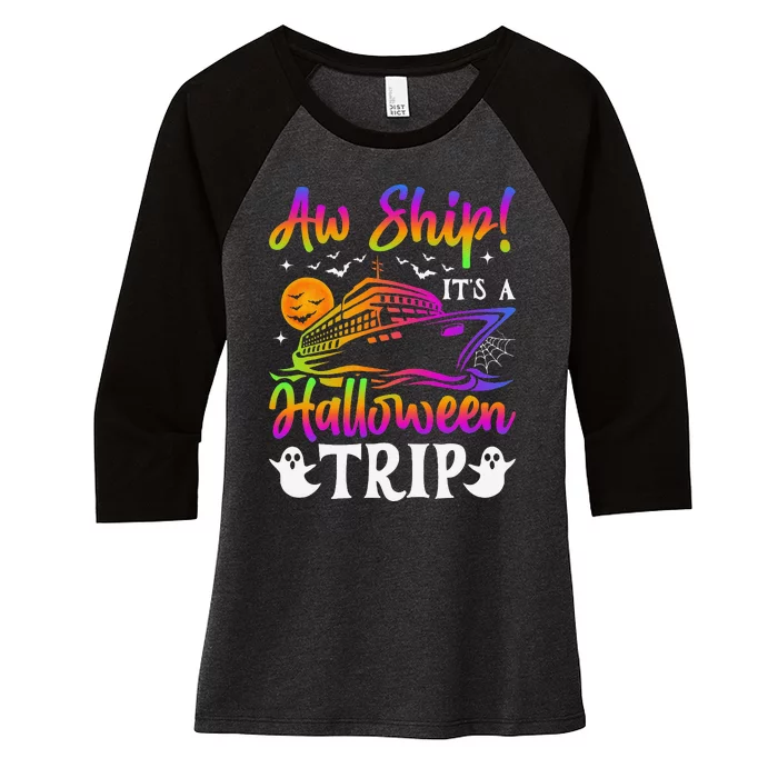 Funny Trip Halloween Cruise Squad Family 2024 Cruising Crew Women's Tri-Blend 3/4-Sleeve Raglan Shirt