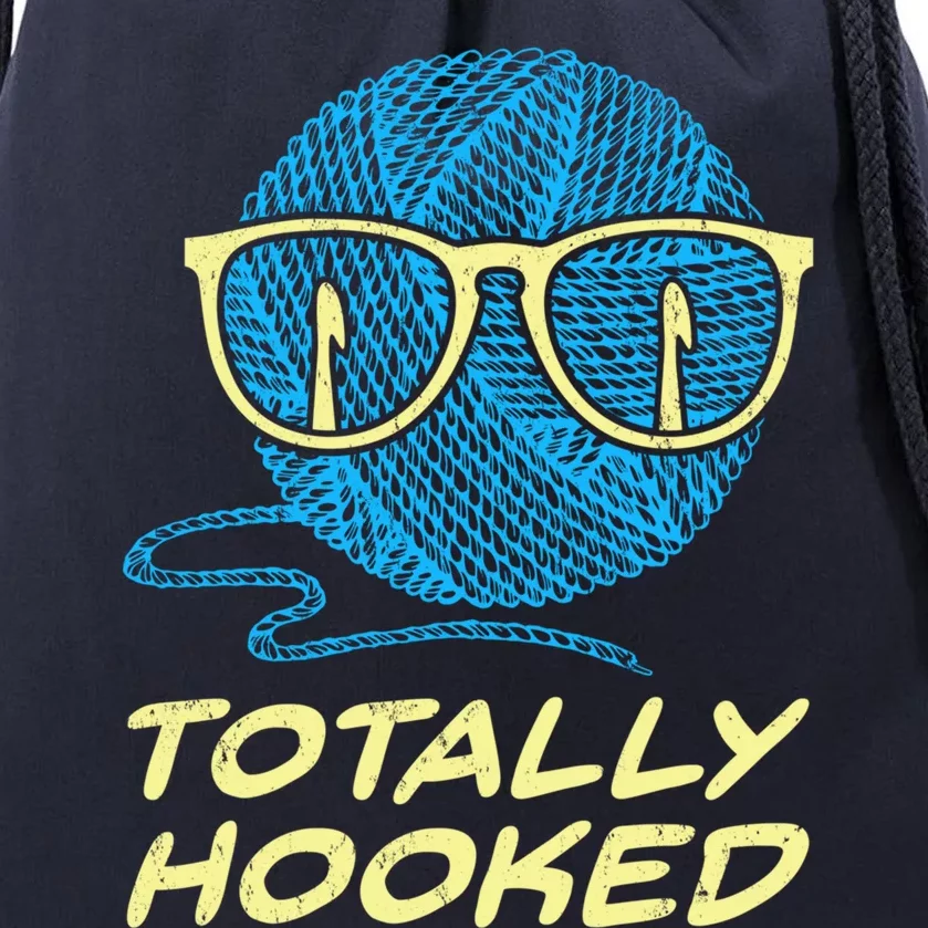 Funny Totally Hooked Crochet Lover Gift Crocheting Gift Drawstring Bag