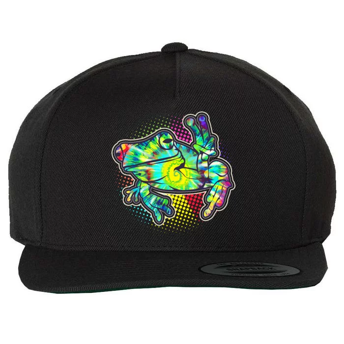 Funny Trippy Hippie Psychedelic Peace Frog Wool Snapback Cap