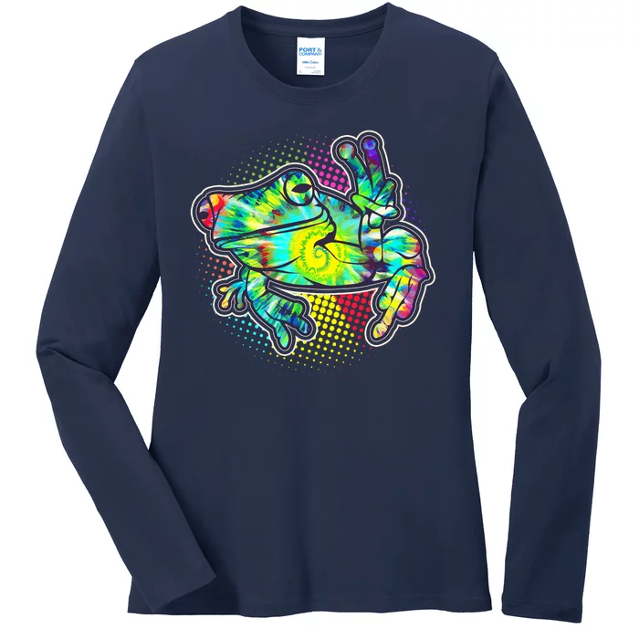 Funny Trippy Hippie Psychedelic Peace Frog Ladies Long Sleeve Shirt