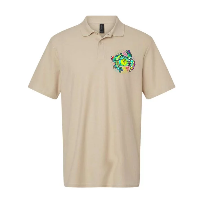 Funny Trippy Hippie Psychedelic Peace Frog Softstyle Adult Sport Polo