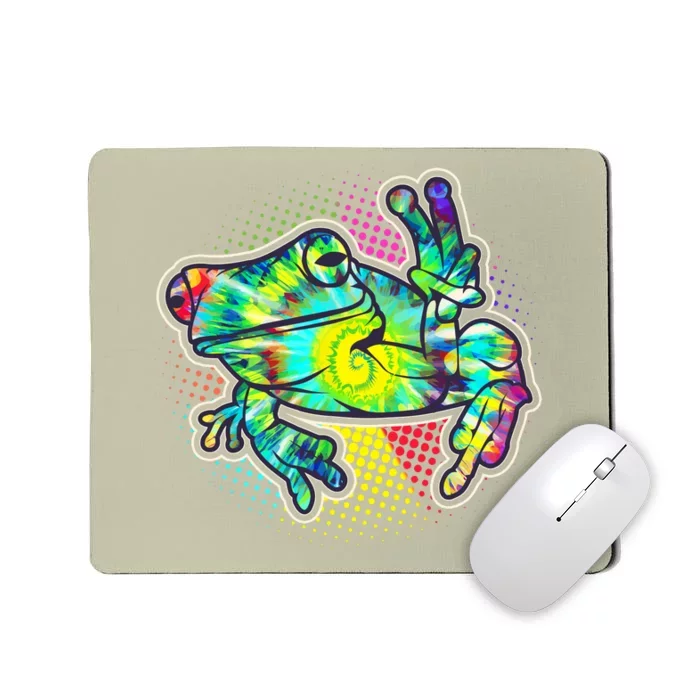 Funny Trippy Hippie Psychedelic Peace Frog Mousepad