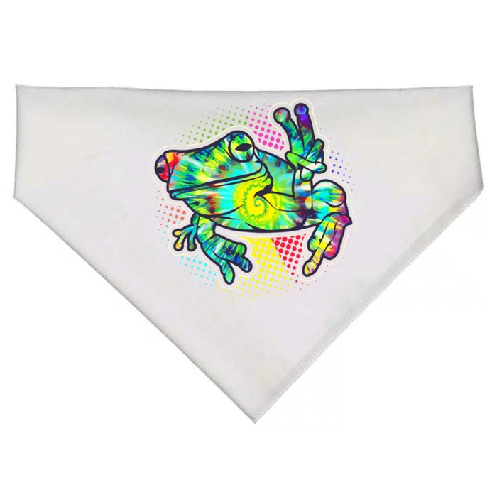 Funny Trippy Hippie Psychedelic Peace Frog USA-Made Doggie Bandana