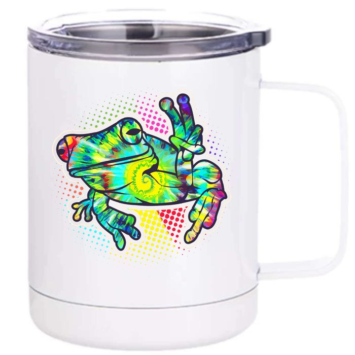 Funny Trippy Hippie Psychedelic Peace Frog Front & Back 12oz Stainless Steel Tumbler Cup