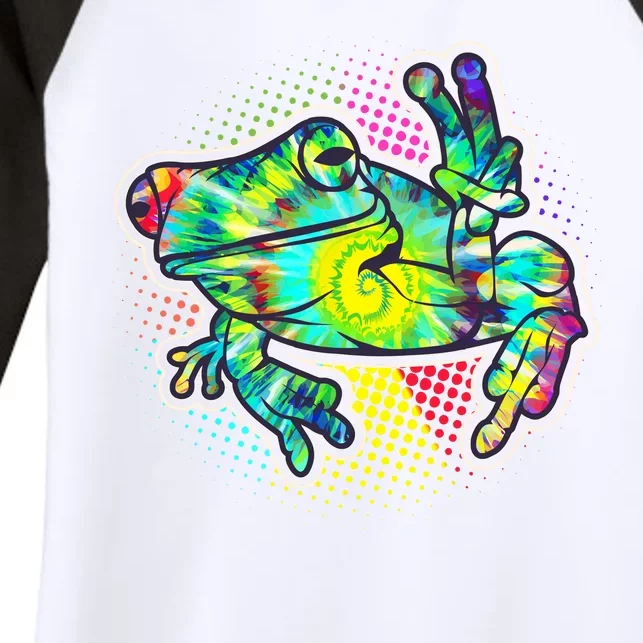 Funny Trippy Hippie Psychedelic Peace Frog Women's Tri-Blend 3/4-Sleeve Raglan Shirt