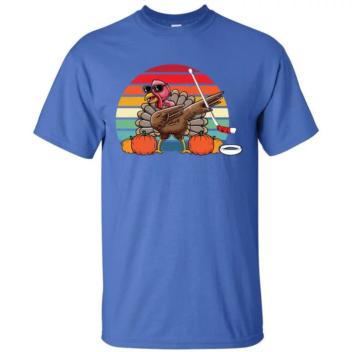 Funny Thanksgiving Hockey Player Team Dabbing Turkey Day Gift Tall T-Shirt