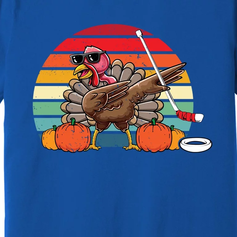 Funny Thanksgiving Hockey Player Team Dabbing Turkey Day Gift Premium T-Shirt