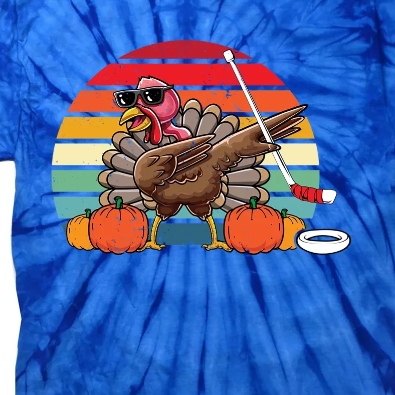 Funny Thanksgiving Hockey Player Team Dabbing Turkey Day Gift Tie-Dye T-Shirt