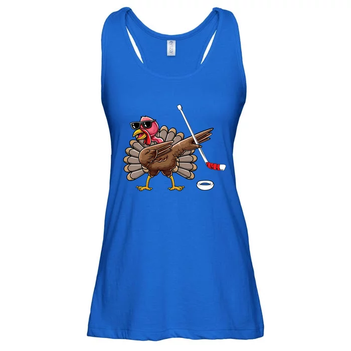 Funny Thanksgiving Hockey Player Team Dabbing Turkey Day Cute Gift Ladies Essential Flowy Tank