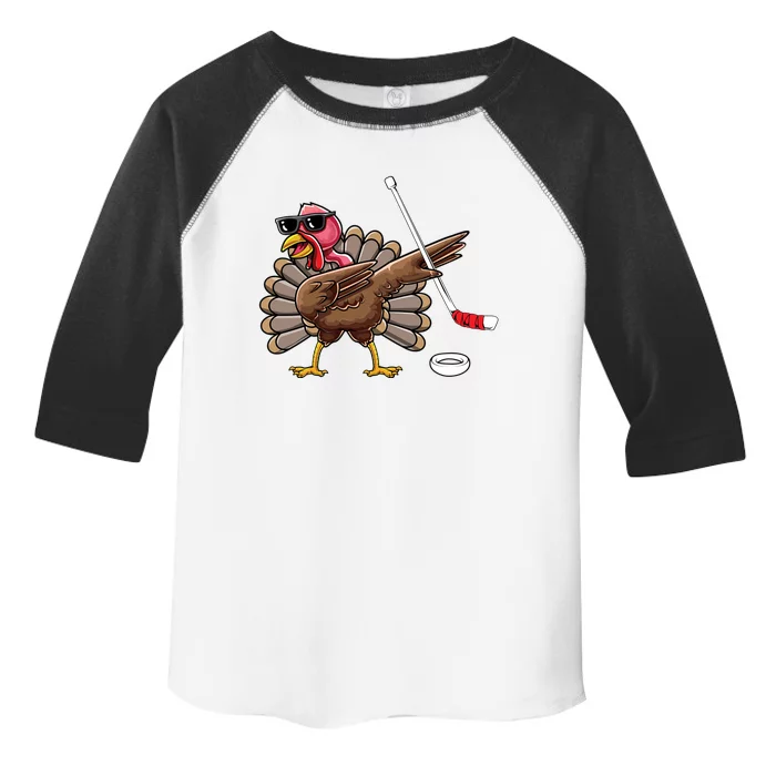 Funny Thanksgiving Hockey Player Team Dabbing Turkey Day Cute Gift Toddler Fine Jersey T-Shirt