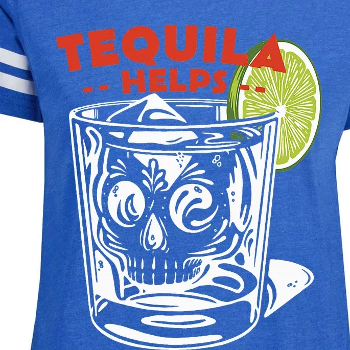 Funny Tequila Helps Skull Margarita Enza Ladies Jersey Football T-Shirt