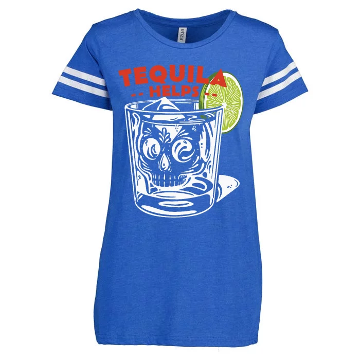 Funny Tequila Helps Skull Margarita Enza Ladies Jersey Football T-Shirt