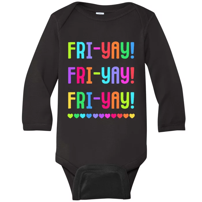 Friyay Teacher Happy Friyay Friday Baby Long Sleeve Bodysuit