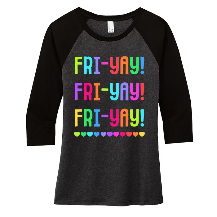 Friyay Teacher Happy Friyay Friday Women's Tri-Blend 3/4-Sleeve Raglan Shirt