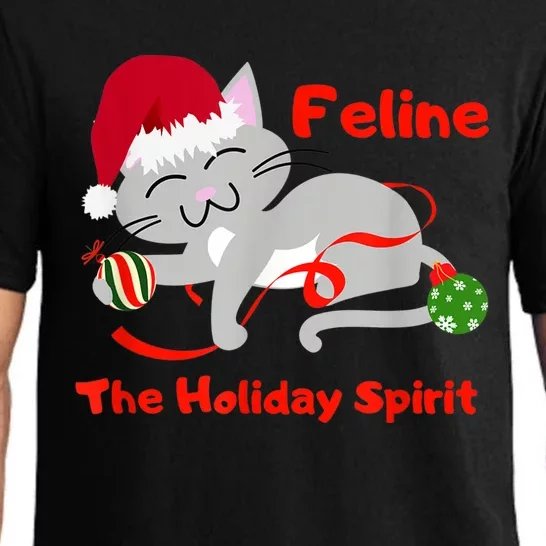 Feline The Holiday Spirit Christmas Kitty Cat Cute Gift Pajama Set