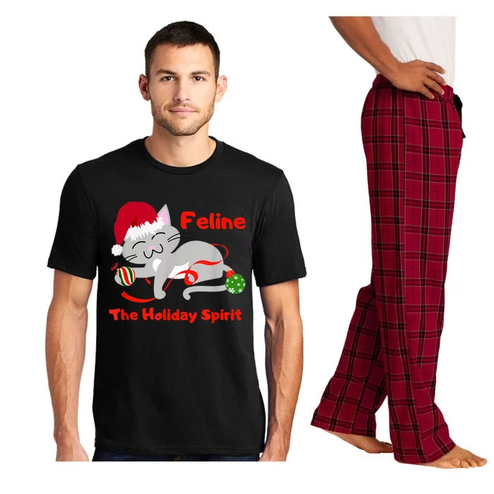 Feline The Holiday Spirit Christmas Kitty Cat Cute Gift Pajama Set