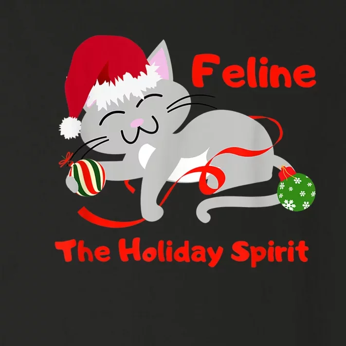 Feline The Holiday Spirit Christmas Kitty Cat Cute Gift Toddler Long Sleeve Shirt