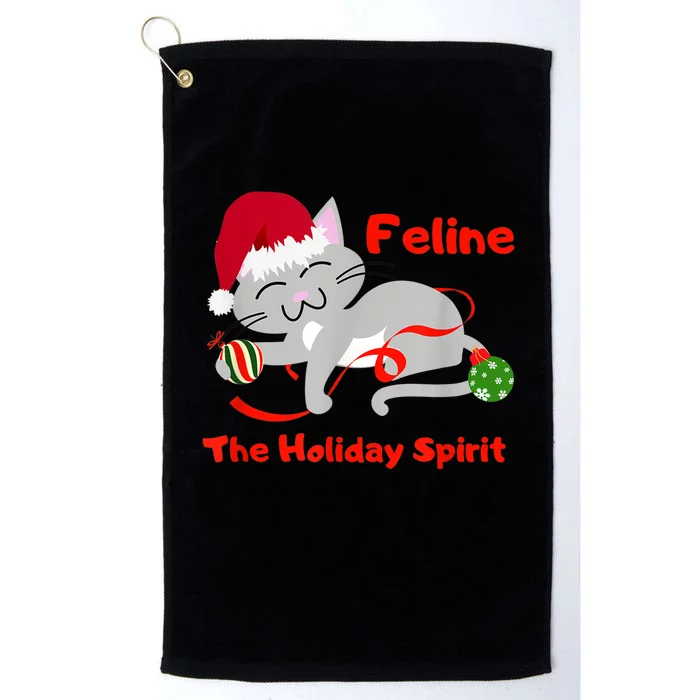 Feline The Holiday Spirit Christmas Kitty Cat Cute Gift Platinum Collection Golf Towel