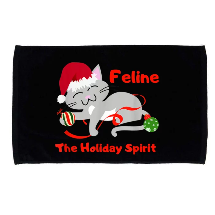 Feline The Holiday Spirit Christmas Kitty Cat Cute Gift Microfiber Hand Towel