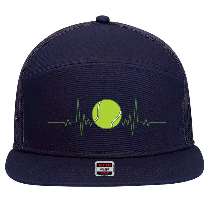 Funny Tennis Heartbeat Art For Tennis Player Men Women 7 Panel Mesh Trucker Snapback Hat