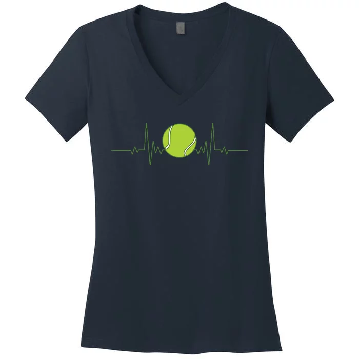 Funny Tennis Heartbeat Art For Tennis Player Men Women Women's V-Neck T-Shirt