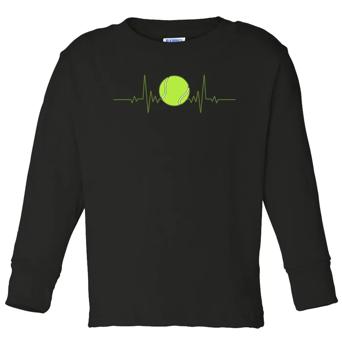 Funny Tennis Heartbeat Art Gift For Tennis Player Men Women Kids Gift Toddler Long Sleeve Shirt