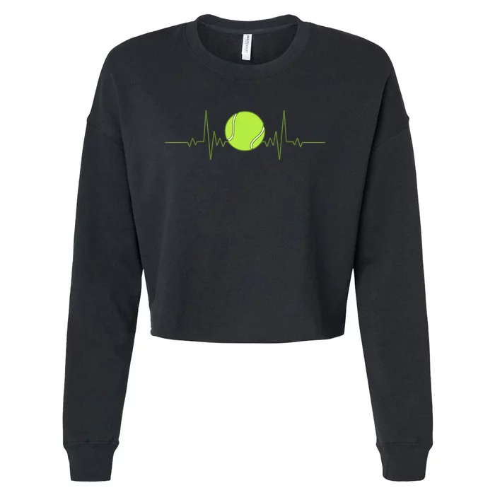 Funny Tennis Heartbeat Art Gift For Tennis Player Men Women Kids Gift Cropped Pullover Crew