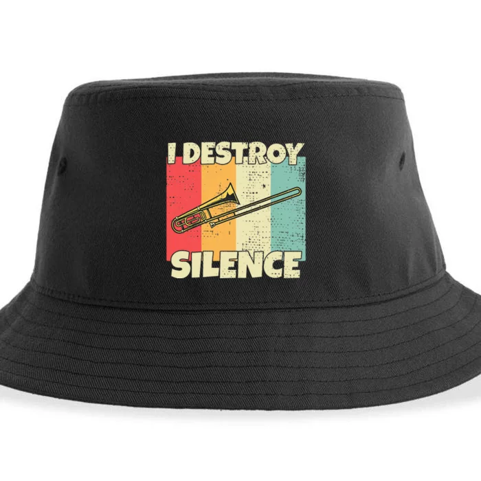 Funny Trombone Instrument I Destroy Silence For Trombone Sustainable Bucket Hat