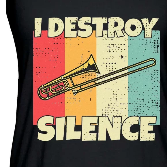 Funny Trombone Instrument I Destroy Silence For Trombone Ladies Essential Flowy Tank