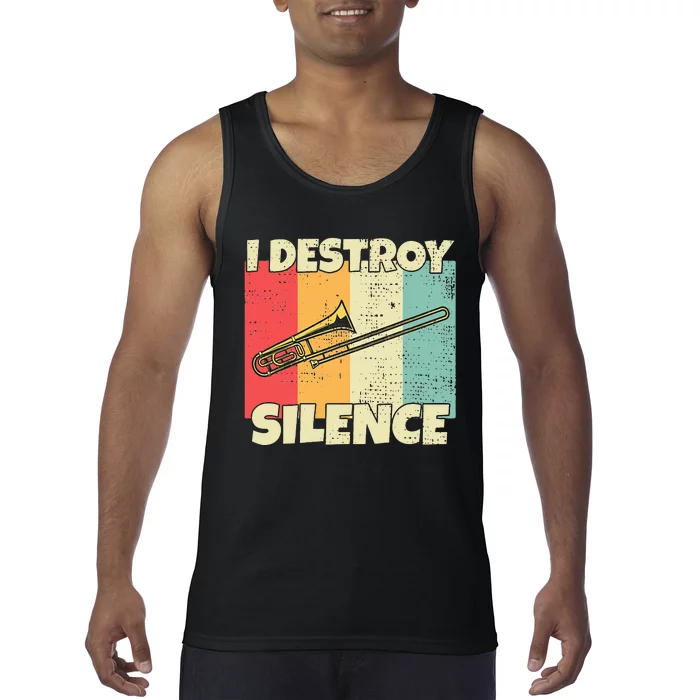 Funny Trombone Instrument I Destroy Silence For Trombone Tank Top