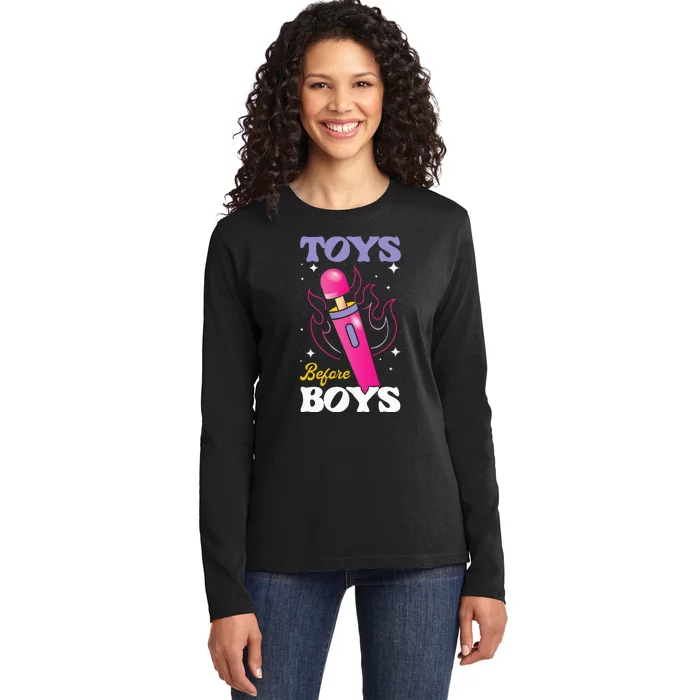 Funny Toy In Front Ladies Long Sleeve Shirt