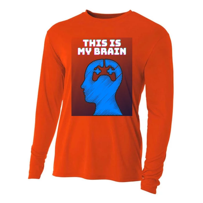 Funny This Is My Brain Design Video Game Buff Gift Cooling Performance Long Sleeve Crew