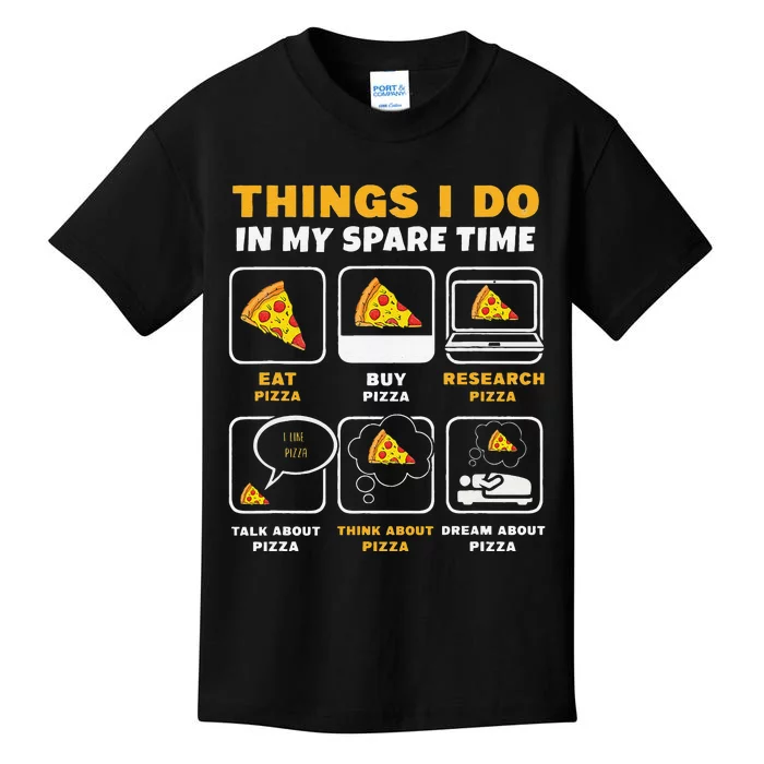 Funny Things I Do In My Spare Time Eating Pizza Kids T-Shirt