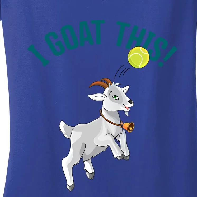 Funny Tennis I Goat This Ball Goat Lover And Tennis Player Gift Women's V-Neck T-Shirt