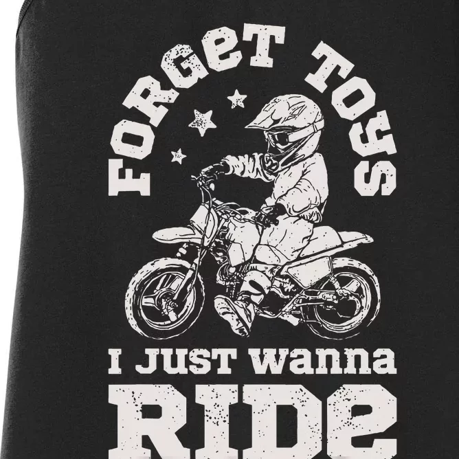 Forget Toys I Just Wanna Ride Dirt Bike Rider Boy Motocross Women's Racerback Tank