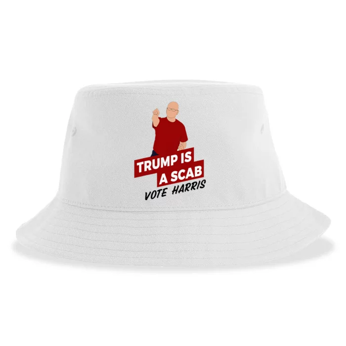 Funny Trump Is A Scab Vote Harris Uaw Election 2024 Sustainable Bucket Hat