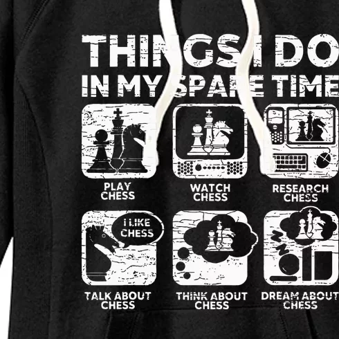 Funny Things I Do In My Spare Time Chess Player Women's Fleece Hoodie