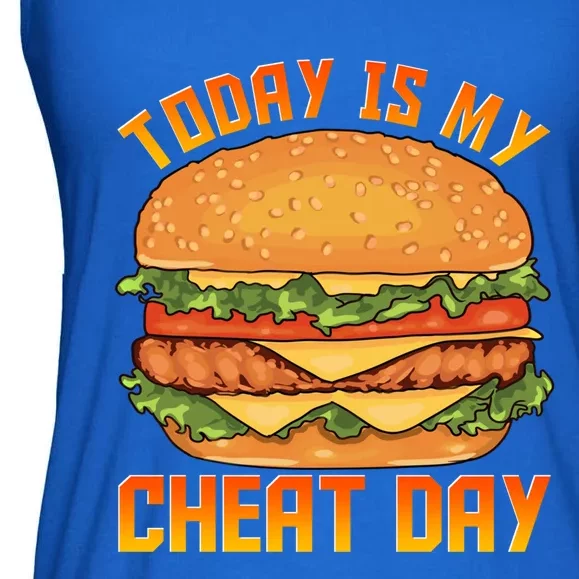 Funny Today Is My Cheat Day Burger Cheeseburger Hamburger Gift Ladies Essential Flowy Tank